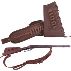 BRETELLE + BUSC .357 30-30 ETC - MARRON - DROITIER - LIVRAISON GRATUITE