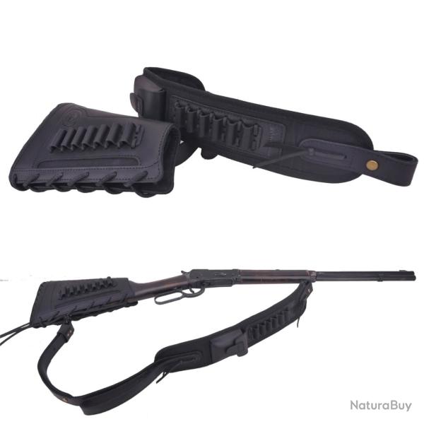 BRETELLE + BUSC .357 30-30 ETC - NOIR - DROITIER - LIVRAISON GRATUITE