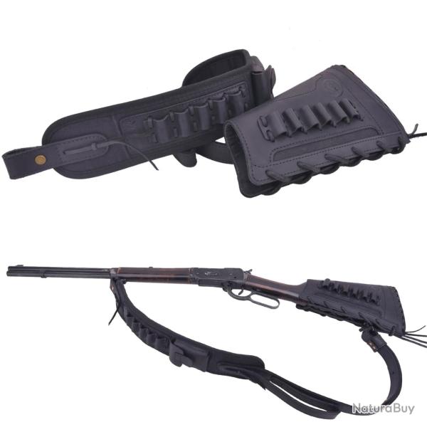 BRETELLE + BUSC .357 30-30 ETC - NOIR - GAUCHER - LIVRAISON GRATUITE