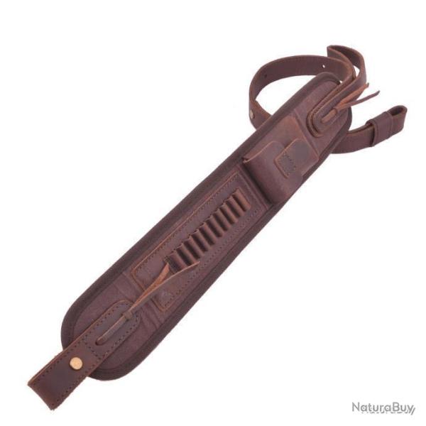 BRETELLE EN CUIR AVEC CARTOUCHI�RE CALIBRE 22LR 22MAG - MARRON - LIVRAISON GRATUITE