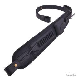BRETELLE EN CUIR AVEC CARTOUCHI&Egrave;RE CALIBRE 22LR 22MAG - NOIR - LIVRAISON GRATUITE