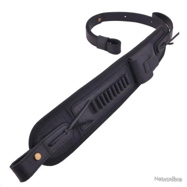 BRETELLE EN CUIR AVEC CARTOUCHI�RE CALIBRE 22LR 22MAG - NOIR - LIVRAISON GRATUITE