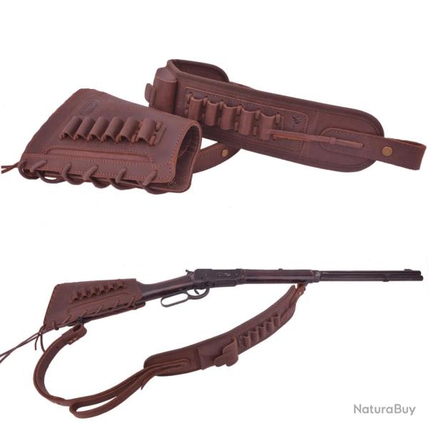 BUSC + BRETELLE .308 30-06 ETC - MARRON - DROITIER - LIVRAISON GRATUITE