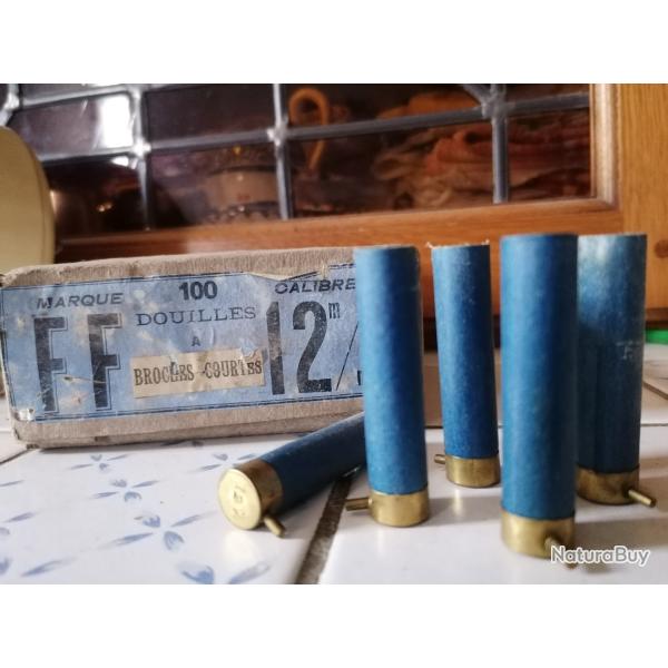 Lot de 5 tuis bleus marque FF, neufs de cal 12 mm  broche ou systme Lefaucheux