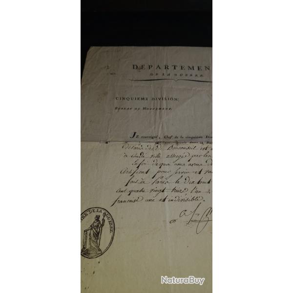 ATTESTATION POUR LE BAT DE PARIS 1793