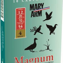 Cartouches MARY ARM MAGNUM calibre 12/76 54G Bourre Jupe n&deg;6 laitonn&eacute; x10