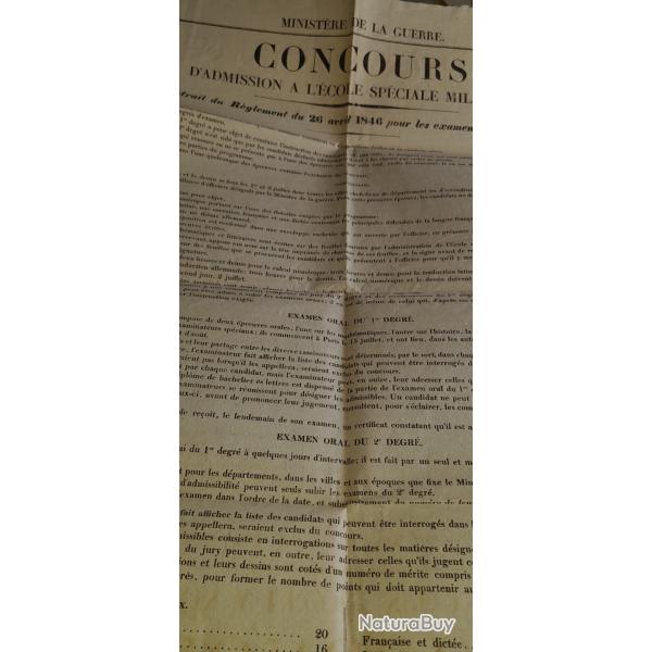 PLACARD ECOLE SPECIALE MILITAIRE 1846