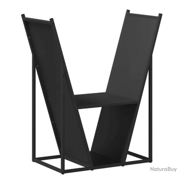Portant bois chauffage noir 69,5x35x81 cm acier lamin� froid pratique rangement int�rieur