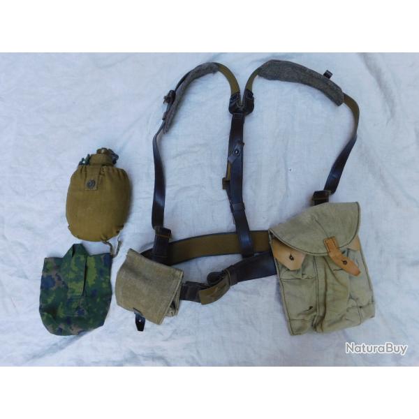ARMEE SOVIETIQUE URSS : ENSEMBLE BRELAGE CEINTURON GOURDE POUCHS