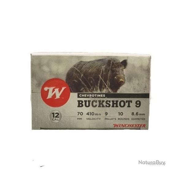 Cartouches WINCHESTER BUCKSHOT calibre 12/70 33G 9GRS X10