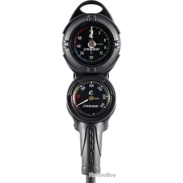 CRESSI Console PD2 Pressure+Depth Gauge Vale 300 C m/Bar plonge Unisex-Adult, Noir, Taille Unique