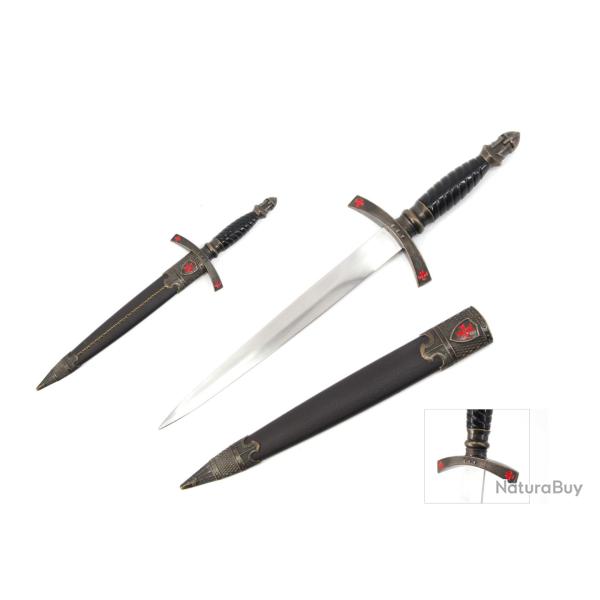 Dague d'ornement Decore casque templier et croix   de 40 cm
