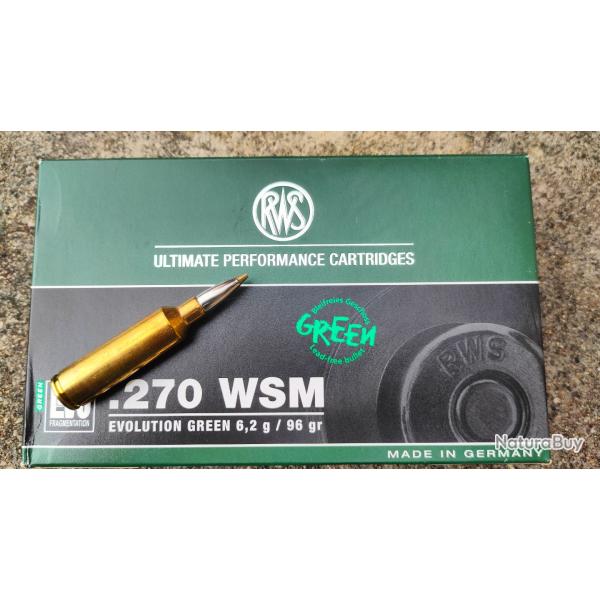 1 BO�TE DE 20 MUNITIONS RWS 270 WSM �VOLUTION GREEN 96 GRAINS  6.2 g