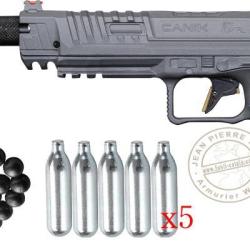 Pistolet CO2 &agrave; balles de caoutchouc CANiK SFx RIVAL Cal.50 (18 Joules max) Competition (Gris/Dor&eacute;)
