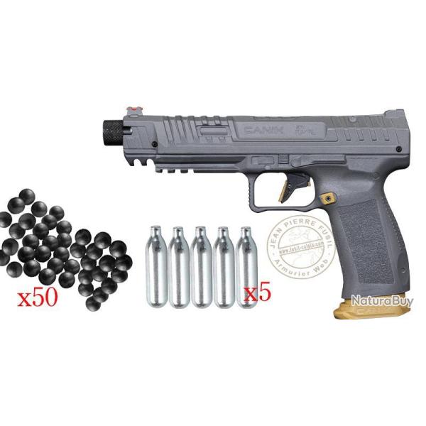 Pistolet CO2 � balles de caoutchouc CANiK SFx RIVAL Cal.50 (18 Joules max) Competition (Gris/Dor�)