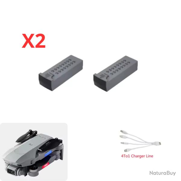 2 x Batteries LiPo 7.4V 3000mAh pour Drone F8 MAX GPS Brushless - Accessoire RC Quadcopter