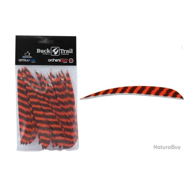 PLUME NATURELLE PARABOLIQUE 5" - LW GAUCHE - ORANGE Tigr� (par 6)