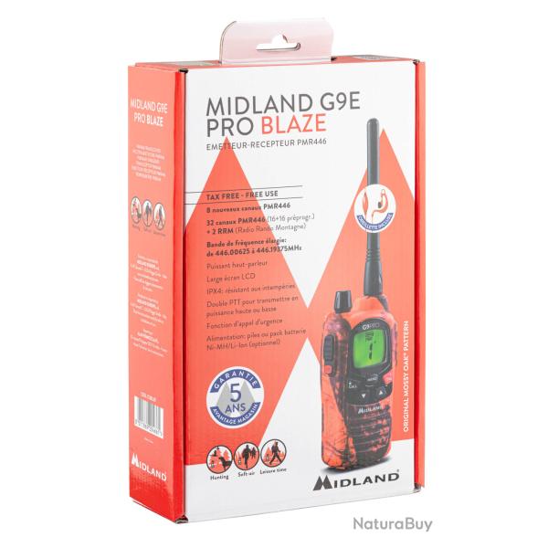 TALKIE WALKIE MIDLAND G9  Pro  CAMO ORANGE avec kit oreillette