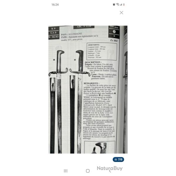 Ba�onnette allemande sur le mod�le 1871 avec son fourreau