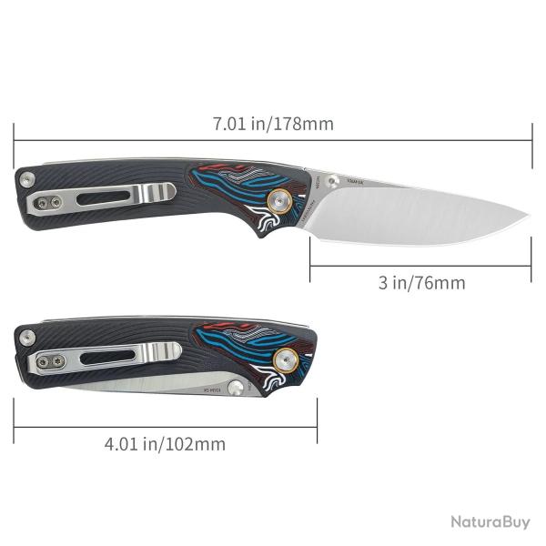 Couteau SRM Dome 106M-GK Lame Acier 14C28N Manche G-10 Gris Slip Joint Clip SRM106MGK