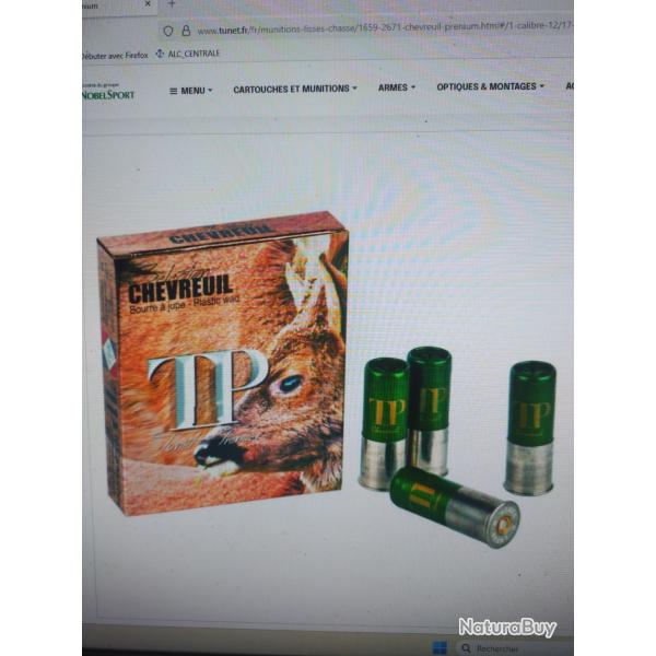 Tunet premier chevreuil prenium calibre 12/70 38g bote de 10