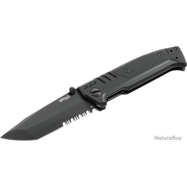 Couteau Walther PDP TANTO-BLACK SERRATED lame en acier D2 92mm
