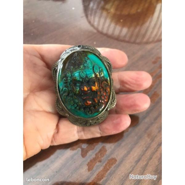 Vintage - boucle ceinture bouddha turquoise protecteur Khamalaha turquoise estampille