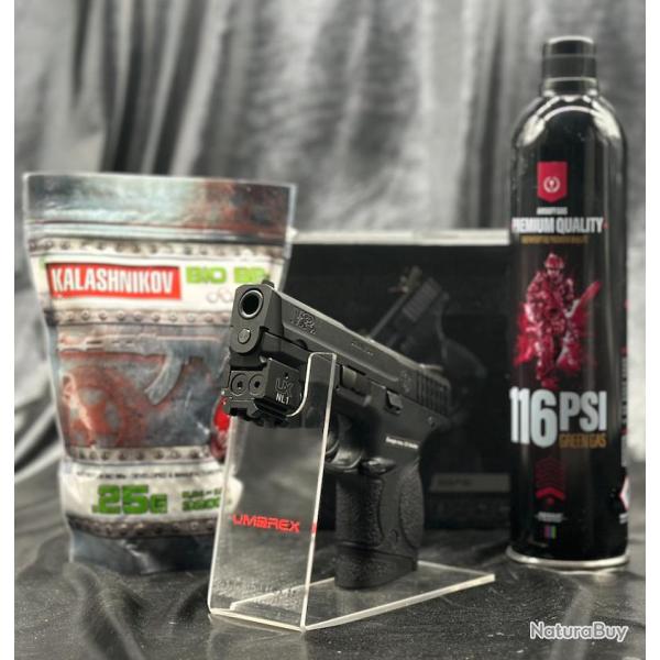 Pack Laser Pr�t A Tirer PISTOLET Airsoft Smith & Wesson M&P9C gaz blow back Umarex