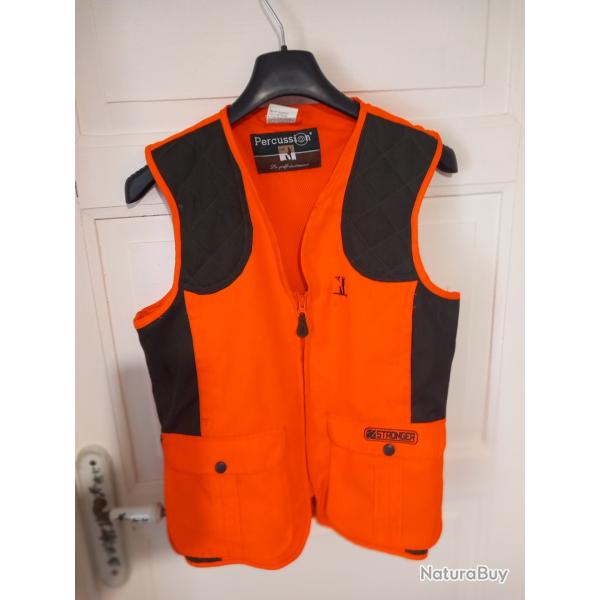 gilet de chasse fluo percussion taille  16 ans