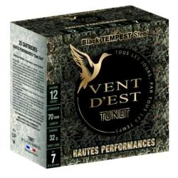 Cartouches TUNET BLACK TEMPEST steel ACIER VENT D'EST bourre jupe 32g calibre 12/70 HP n&deg;5 x25