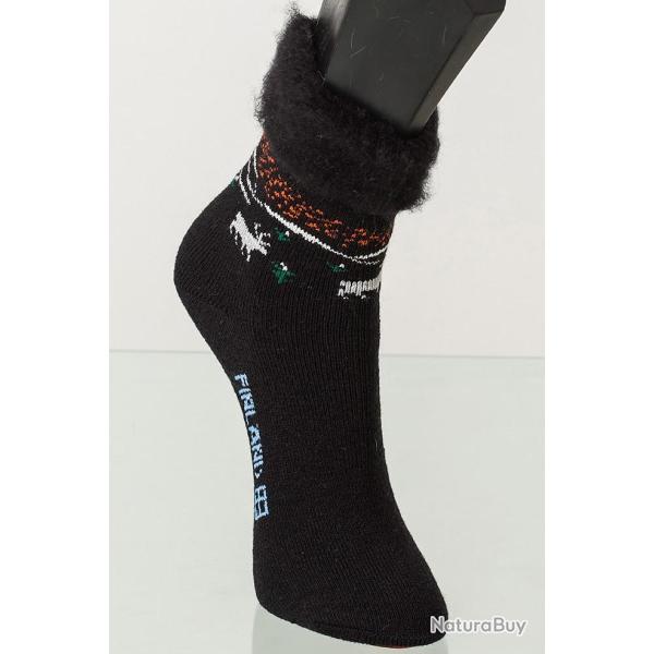 Chaussettes femme et homme chaudes laine 90 polaire cocoon thermotherapie et pieds sensibles noir  3