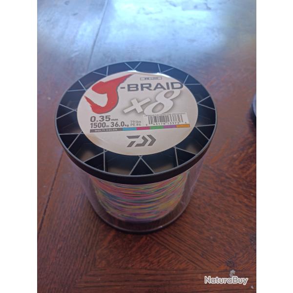 J-Braid X 8 1500 M Multicolore Daiwa  0.35 mm / PE 6.0 / 36.0 Kg / 79.0 Lbs