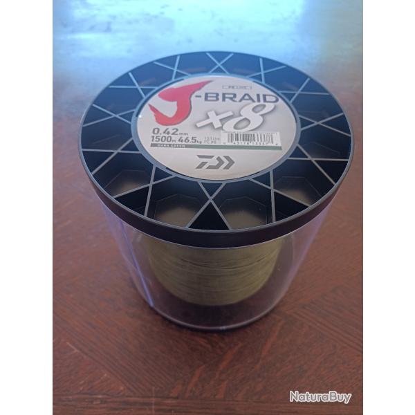 J-Braid X 8 1500 M Verte Daiwa   0.42 mm / PE 8.0 / 46.5 Kg / 103 Lbs