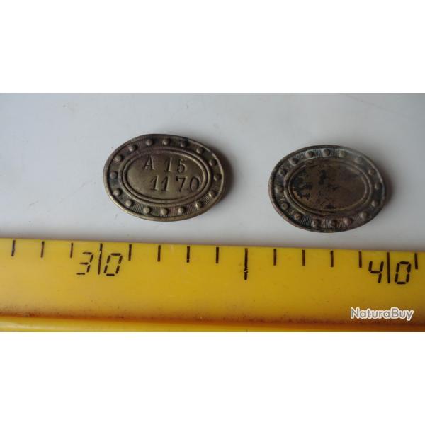 14/18 rares plaques d'identit� pour chevaux  ..lot de 2