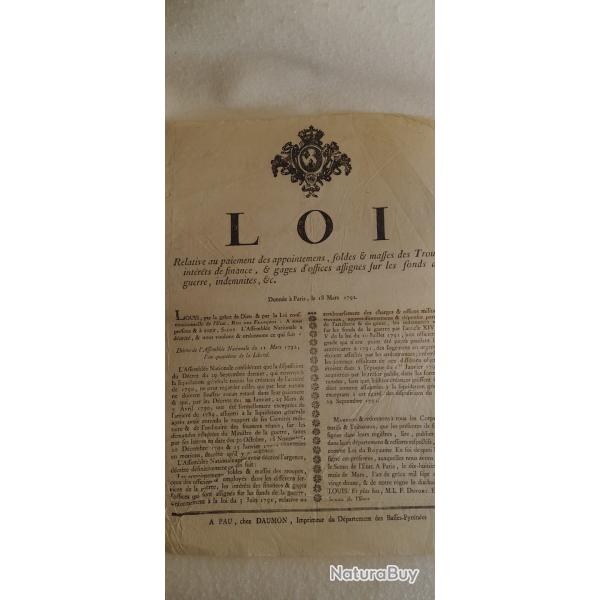 PLACARD SOLDE TROUPE 1792