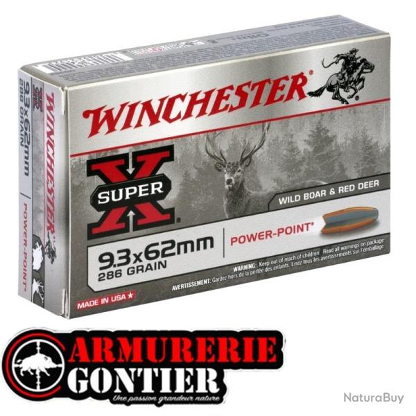 Munitions Winchester 9,3x62 18.5g 286grains Power-Point