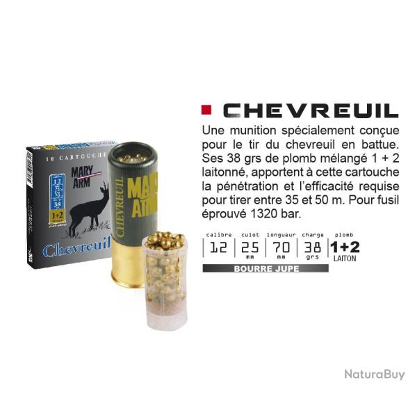 Cartouches MARY ARM CHEVREUIL 38 Bourre � jupe N�1+2