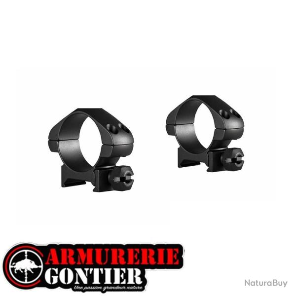 jeu de 2 colliers HAWKE rail weaver/21mm Precision Steel 30mm bas