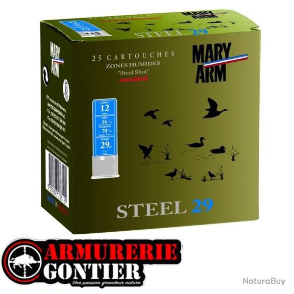 Cartouches MARY ARM STEEL 29 Calibre 12/70 29grs N� 5+6 Bourre jupe