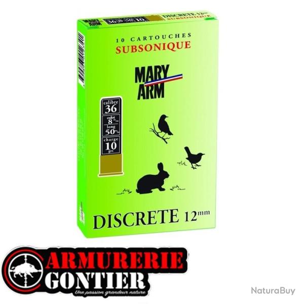 Cartouches MARY ARM 12MM Subsonique Calibre 36 50 10grs bourre r�versible