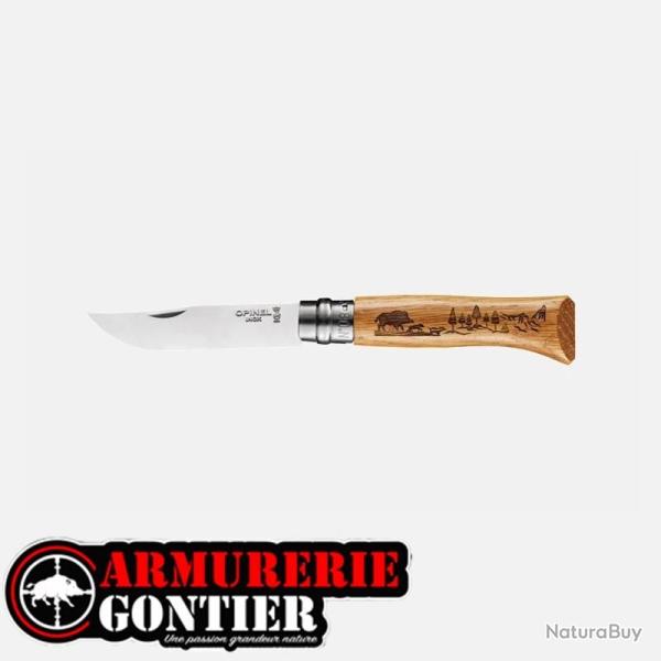 Couteau OPINEL N�8 lame INOX manche CHENE SANGLIER