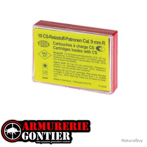 Bo�te de 10 cartouches WADIE 9 mm RK � gaz CS