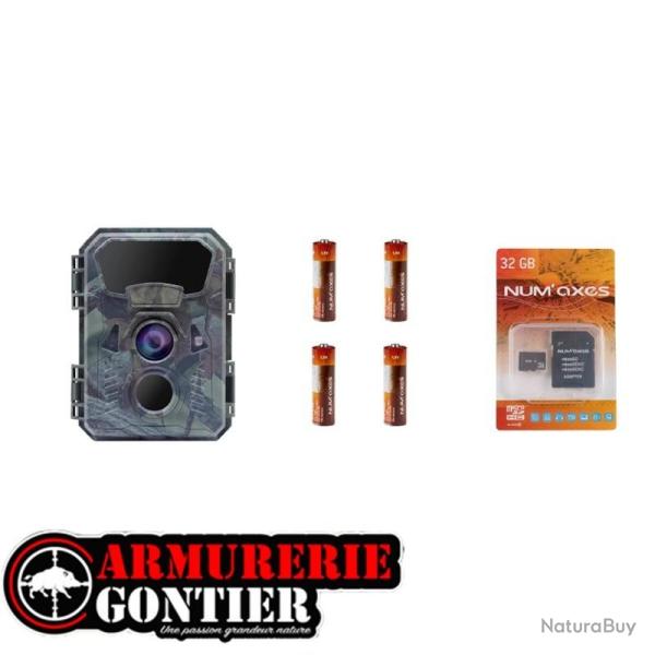 NUM'AXES - Pack Pi�ge photographique PIE1066 + 4 piles AA LR6 + carte m�moire 32 Gb