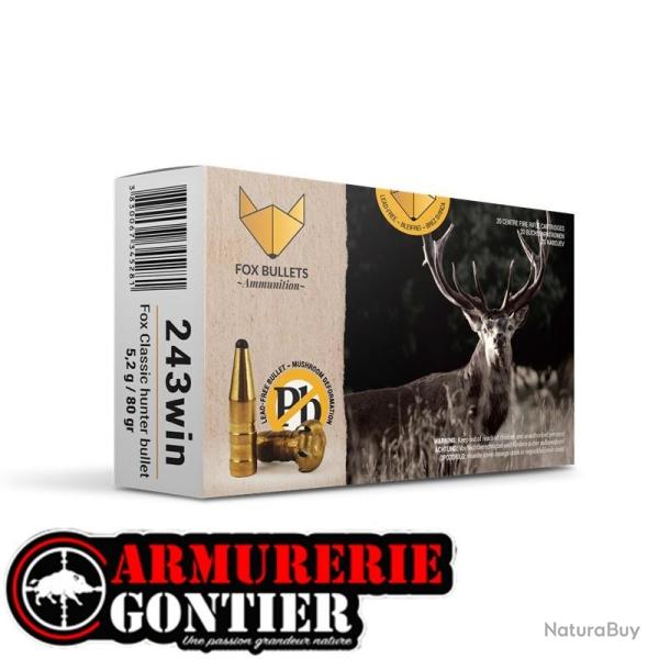 Munitions FOX BULLETS CLASSIC HUNTER .243 win 80gr/5.2g