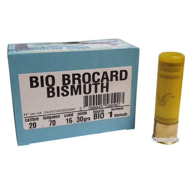 BOITE DE 10 CARTOUCHES BROCARD 30G BOURRE JUPE CAL.20/70 BISMUTH N�1 - SUBSTITUT TOUS FUSILS