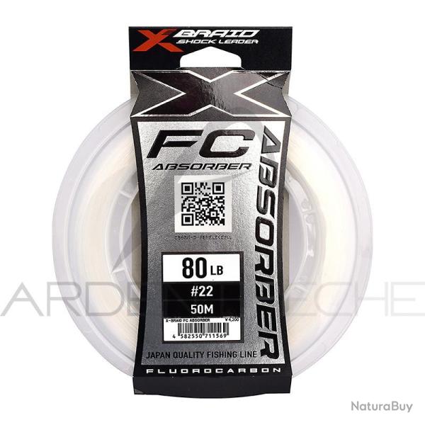 Fils fluorocarbone XBRAID FC Absorber 50m 80lb