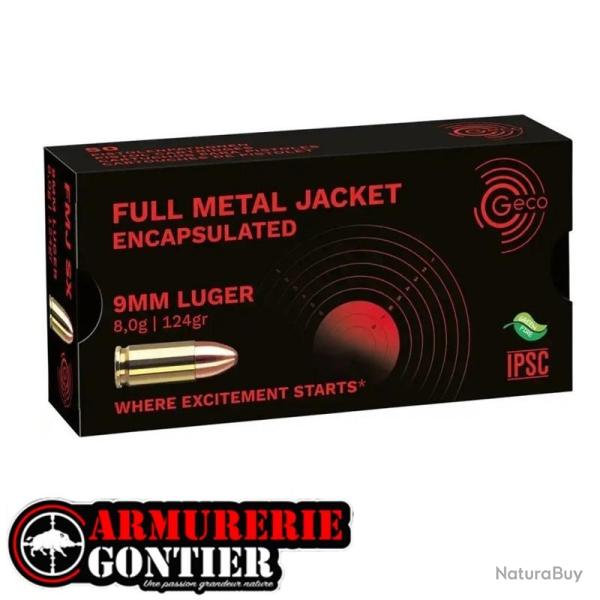 Munitions Geco 9mm FMJ 124 gr boite de 50