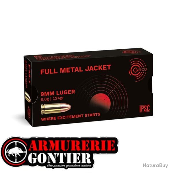 Munitions Geco 9mm FMJ 124 gr boite de 50