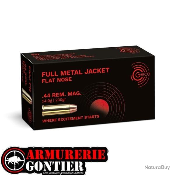 Munitions Geco.44 rem mag FMJ flate nose 14.9g / 230gr boite de 50