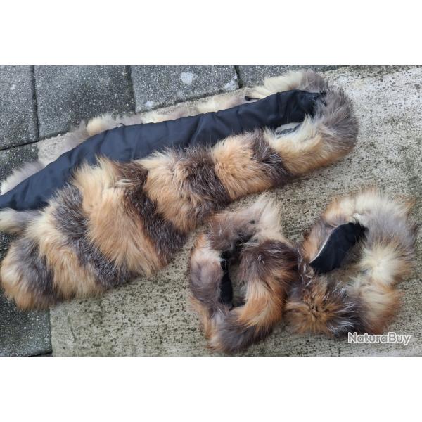 COL ET MANCHES EN FOURRURE DE RENARD VINTAGE URSS CCCP